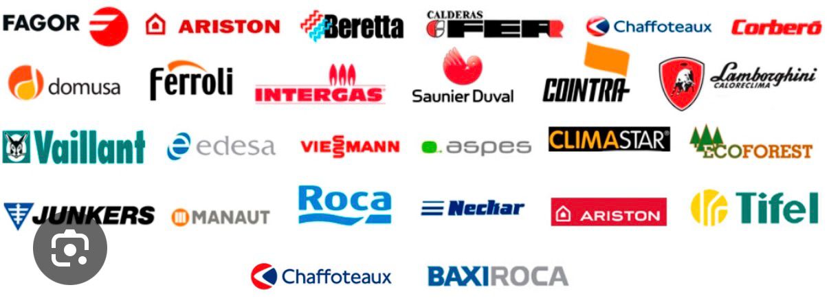 Marcas de calderas que reparamos: Fagor, Ariston, Beretta, Ferroli, Roca, Junkers, Viessmann, Vaillant, Edesa, Intergas, Saunier Duval, Cointra, Lamborghini, Manaut, Neckar, Tifel, Chaffoteaux, Baxi Roca y más
